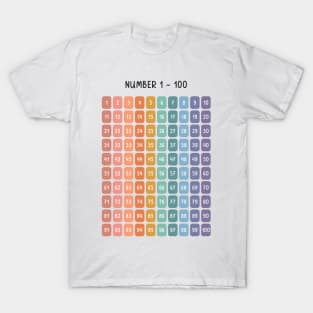 Numbers 1 - 100 in Soft Rainbow Colors for Kids T-Shirt